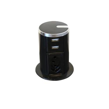 Imagem de Torre Tomada Automática 1 Tomada 2 Usb Retrátil Embutir Mesa