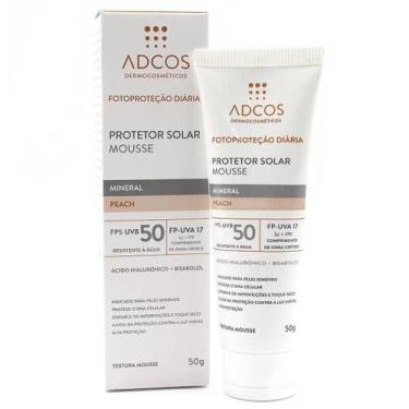 Imagem de Protetor Solar Facial Adcos Mousse Mineral Fps 50 Cor Peach 50G