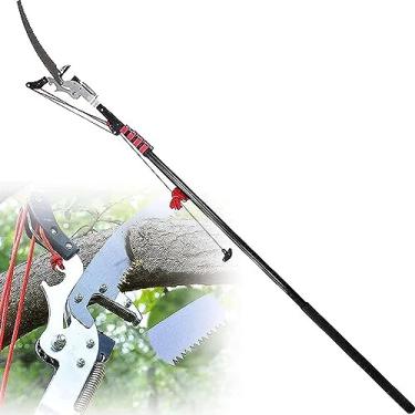 Imagem de Serra de poste manual, podador de poste de árvore extensível, serra de poste telescópico extensível, serra de poda de galho de árvore, para aparar galhos e folhas (tamanho: 18 pés)