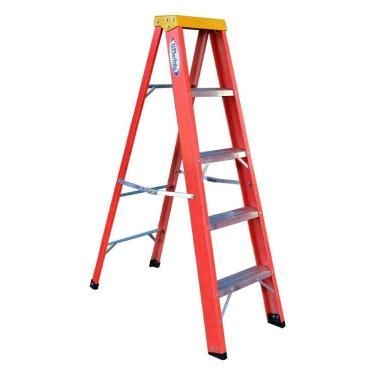 Imagem de Escada em Fibra Tesoura 4 Degraus 1,50m com Patamar Simples WBertolo