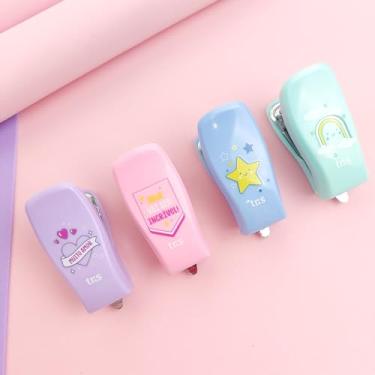 Imagem de Mini Grampeador de Papel Fofo com Extrator Modelo T312 Linha Fofurices Tris - Cores Rosa, Roxo, Verde e Azul - 1 Unidade (Verde)