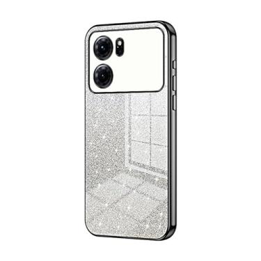 Imagem de Capa Protetora para Celular Compatível com capa OPPO K10 5G, capa protetora híbrida de galvanoplastia com glitter transparente, capa protetora fina transparente antiarranhões de TPU com absorção de ch