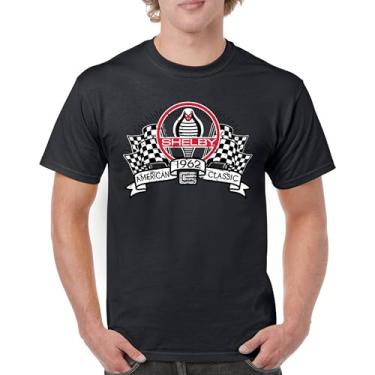 Imagem de Camiseta masculina Shelby American Classic Vintage Mustang Cobra Racing GT500 GT350 Muscle Car Powered by Ford 1962, Preto, P
