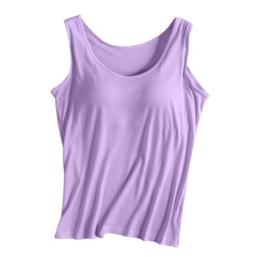 Imagem de Camiseta regata feminina costas nadador gráfico para sair, plus size, sem mangas, linda, blusa de verão, boho, colete de festa, Roxa, G