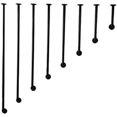 Imagem de Corrimão de escadas Industrial Ferro Preto Loft Villa Corrimão Suporte de trilho interno e externo - Kit completo. Tubo de ferro forjado de metal, 1 pé