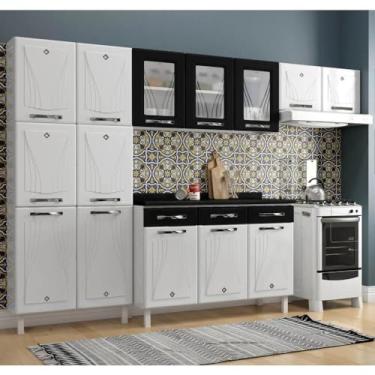 Imagem de Cozinha de Aço Completa Telasul Star New com Vidro e Balcão Braco/preto