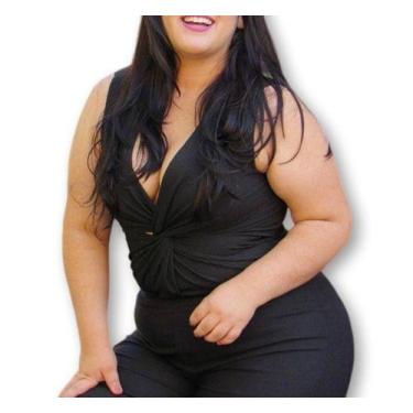 Imagem de Body Plus Size Canelado Regata Decote Transpassado Feminino - Filo Mod