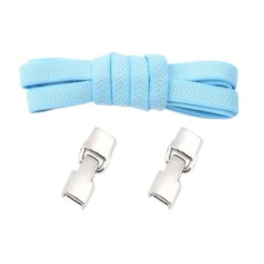 Imagem de Elastic Laces Sneakers Hook Locks Shoelaces Without Ties Wide Flats Creative No Tie Shoe Laces Kids Adult Shoelace (Color : Sky blue)