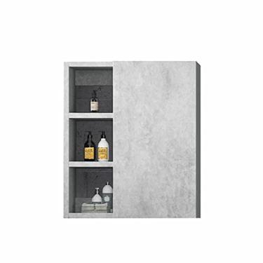 Imagem de Armário de remédios para banheiro, armário de banheiro de parede, armário de banheiro montado na parede, com prateleiras e barra de toalhas (cinza 2)