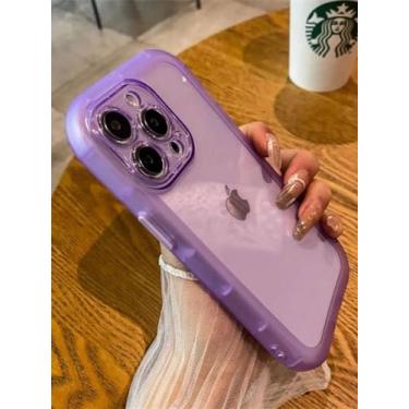 Imagem de Capa de silicone transparente para celular, proteção de lente transparente para iphone 14 13 12 11 pro max x plus, roxa, para iphone13 pro (6.1 ")