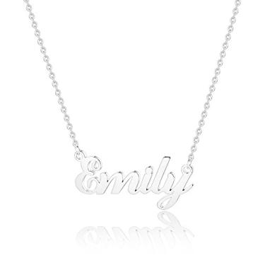 Imagem de Hidepoo Colar com nome personalizado – Colar com pingente de nome personalizado de aço inoxidável, corrente delicada com nome de letra, joias personalizadas, presentes para mulheres e meninas, Metal