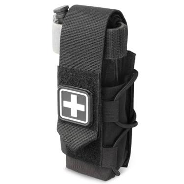 Imagem de WYNEX Suporte de torniquete MOLLE, suporte IFAK TQ, bolsa tática médica TQ, kit de primeiros socorros, remendo cruzado/cordão elástico