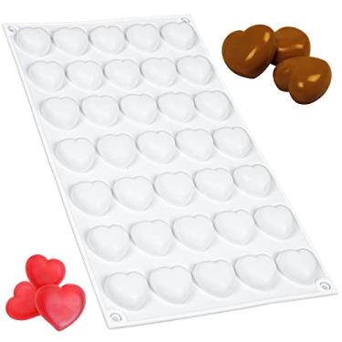 Imagem de Forma de coração de silicone para cubos de gelatina de goma de chocolate, caramelo, caramelo, ganache, pralinê, 35 cavidades