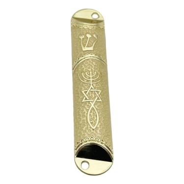 Imagem de Fenteer 10.6cm porta mezuzah caso decoração da porta da frente judaica presente feito à mão para decoração de casamento, Bege