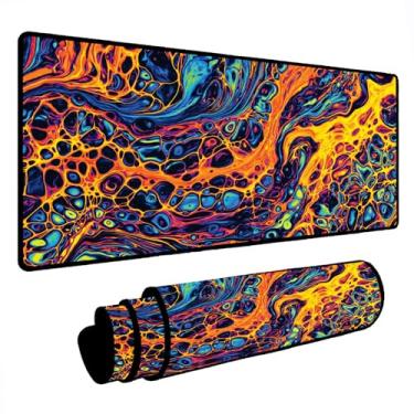 Imagem de Novo Mouse Pad Gamer Deskpad Speed Extra Grande Borda Costurada Profissional Varios Tamanhos - Liquid Neon Laranja (70x30)