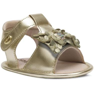 Imagem de Sandalia Bebe Infantil Nº 13 Ao 18 Sapatinho Recem Nascido Laço Flor 01.39 (Dourado, BR, Bebê, Numérico, 18)