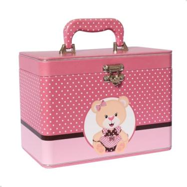 Imagem de Maleta Baú 10x15 600 fotos 6 Álbuns Fotográficos URSINHA ROSA Menina Bebê Infantil Box