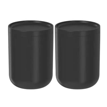 Imagem de Kit 2 Porta Algodão Cotonete Bold Com Tampa Banheiro Lavabo (Preto)