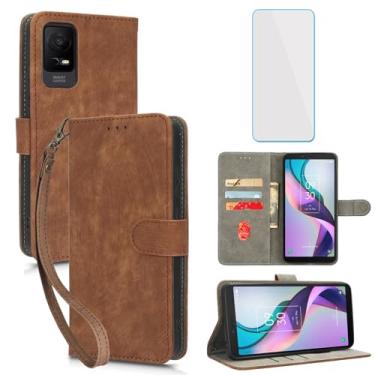 Imagem de IUQXU Capa carteira para TCL ION X/TCL ION V com protetor de tela [bloqueio RFID] Capa de couro com suporte para cartão de celular para TCL IONX IONV T430W T430M - marrom