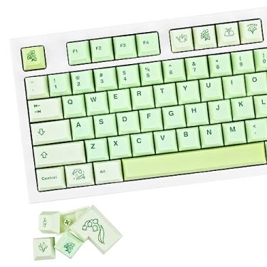 Imagem de GEKUCAP 143 teclas verdes personalizadas, ginkgo jardim botânico perfil cereja, conjunto de teclas de sublimação de tinta PBT para teclados mecânicos Cherry Gateron MX Switches
