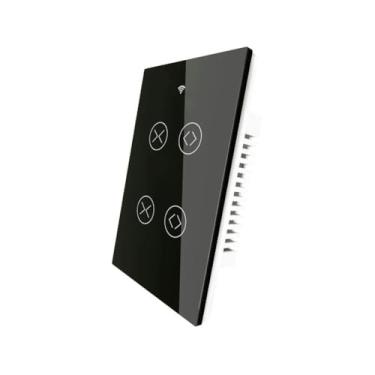 Imagem de JXQXHCFS Interruptor de cortina inteligente WiFi para persiana motorizada elétrica Tuya Cortina Roller Shutter Aexa Echo Gogle Home Voice Control-2Gang US Preto
