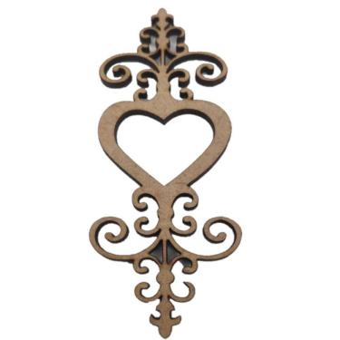 Imagem de Aplique Laser Mdf - Coração Arabesco 15 Cm - 2 Unidades