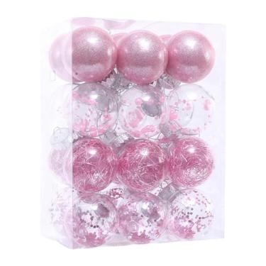 Imagem de Generic 24x Bolas de Natal Enfeites Decorativos Bolas de Árvore de Natal Conjunto Bolas Inquebráveis para Decoração de Natal de Aniversário Interno, Rosa Claro