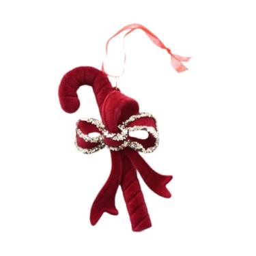 Imagem de Milageto Decoração de suspensão de árvore de Natal, enfeite de lantejoulas, pingente de Natal para festival, família, amigo, escritório, portas de berçário, Bengala 11x6cm