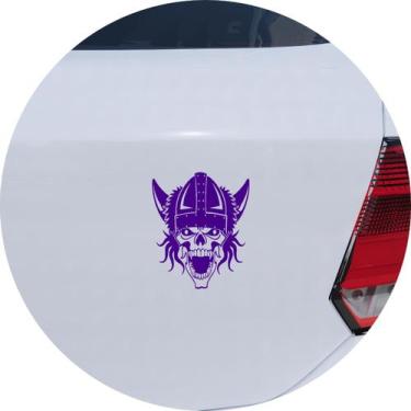 Imagem de Adesivo de Carro Caveira Viking com Elmo - Melhor Adesivo, Roxo