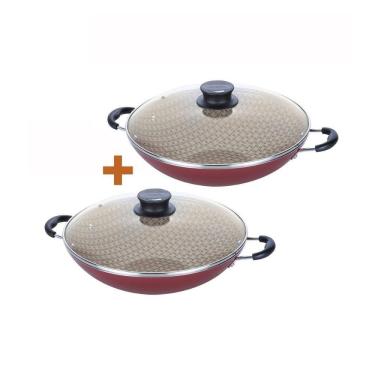 Imagem de Kit - 2 Panelas Wok 6l Alumínio 36 Cm Paris Vermelho - Tramontina