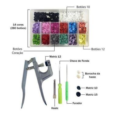 Imagem de Alicate Para Botao De Pressao Botões Sortidos Coração 10 12 - Ritas