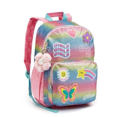 Imagem de Mochila Infantil Escolar Arco Íris Pom Pom Meninas - Seanite