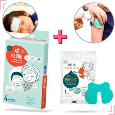 Imagem de Kit Vacina Xo Febre Adesivo Gel + Pikluc Alivia Dor Vacina Likluc tira