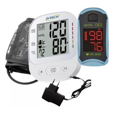 Imagem de Kit Oximetro + Aparelho Medir Pressão Braço Eletrico Bivolt - G-Tech