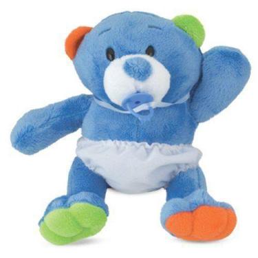 Imagem de Ursinho de Pelúcia Azul com Fraldinha 23 cm Antialérgico - CTX
