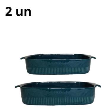 Imagem de Conjunto com 2 Travessas Refratária Porcelana Tipo Marinex 30x21cm e 3