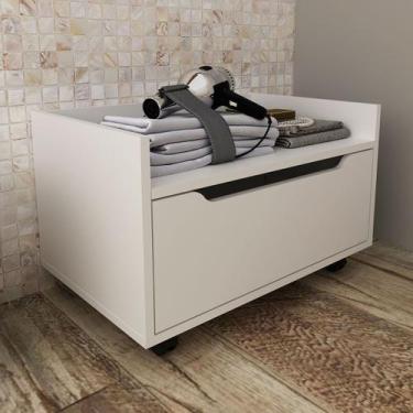 Imagem de Armário de Banheiro 1 Gaveta com Rodízio Bn3647 Branco - Tecno Mobili,