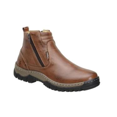 Imagem de Botina Chelsea Masculina Couro Zíper Casual Confortável Leve - Zebu, M