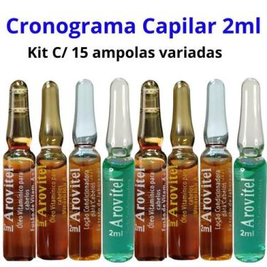 Imagem de Kit Cronograma capilar 15 ampolas 2ml variadas - Arovitel