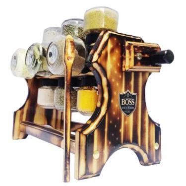 Imagem de Porta temperos / Condimentos Giratório com Manivela e 12 Potes  - Boss