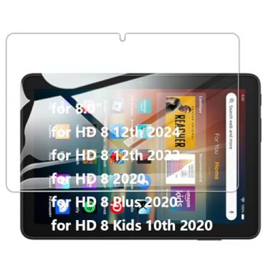 Imagem de Kepuch 2 Pacotes Vidro Temperado Protetor de Tela para Fire HD 8 12th 2024 2022, Fire HD 8/8 Plus/Kids 10th 2020
