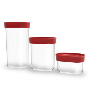 Imagem de Kit 3 Potes Herméticos Anti Impacto Em Acrílico Alimentos e Mantimento