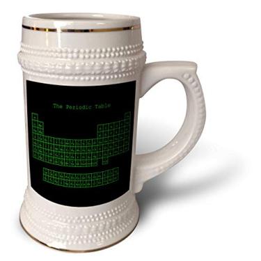 Imagem de 3dRose Tabela periódica verde neon em preto - estilo de programador de computador retrô - ciência química física - caneca Stein, 530 ml, 640 ml, branca