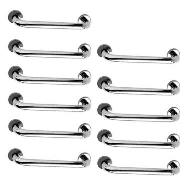 Imagem de Alça de Apoio 30Cm Inox Barra de Segurança Kit 11 Unidades Anti Queda 