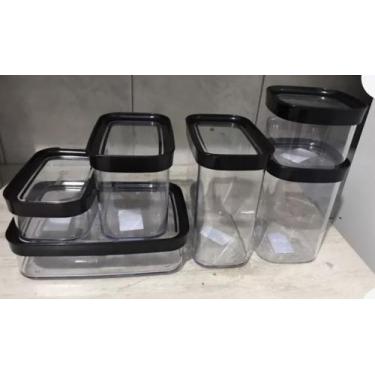 Imagem de Kit Conjunto De 6 Potes Acrílico Hermético Tampa Com Trava - Helsim 