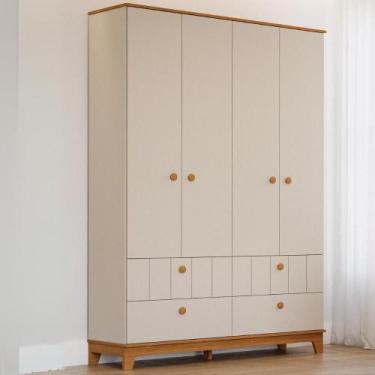 Imagem de Guarda Roupas Infantil Estilo Retrô 100% MDF 4 Portas - PERMOBILI, Off