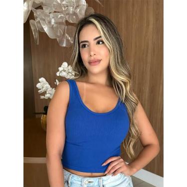 Imagem de Regata Cropped Básica Colorida Elástico Feminina Importado Codigo MD-0