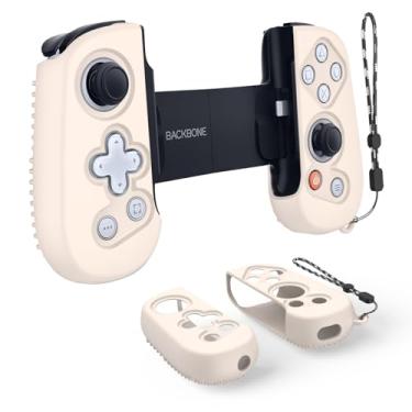 Imagem de Capa protetora com alça para controle de jogos Backbone One Mobile com cordão, capa de silicone compatível com Backbone One Mobile Gaming Controller Handle 1ª 2ª geração (Off White)