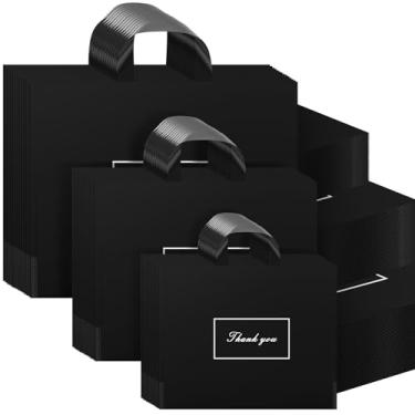 Imagem de Abbylike 300 sacos de agradecimento para pequenas empresas, sacos de compras de plástico de 3 tamanhos a granel com alças mercadoria varejo reutilizável boutique para clientes, pequeno, médio grande