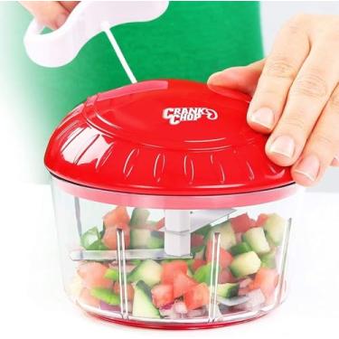 Imagem de Crank Chop Cortador e processador de alimentos original – Pique purê de dados, legumes, cebolas, tomates, alho, carnes e nozes em apenas alguns segundos para refeições deliciosas – Perfeito para molho